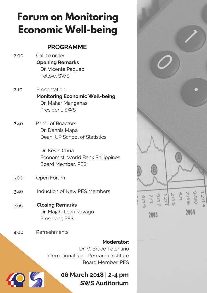 PES, SWS to hold forum on monitoring economic well-being